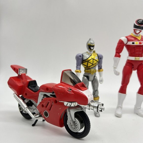 Bandi Power‎ Rangers Action Figure Lot Dino Space & Beast Blue Red Silver W Bike - Picture 3 of 8